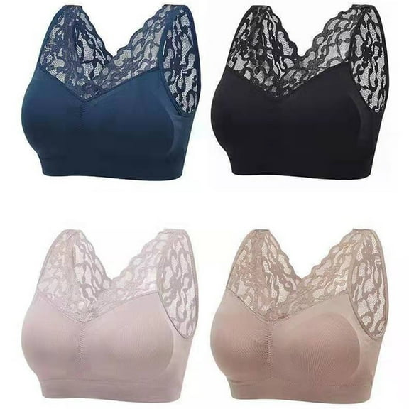 Valentine's Day Clearance Sale!YANHAIGONG Wireless Knit Bras for Women,Lace Seamless Padded Active Workout Gym Yoga Sports Bras
