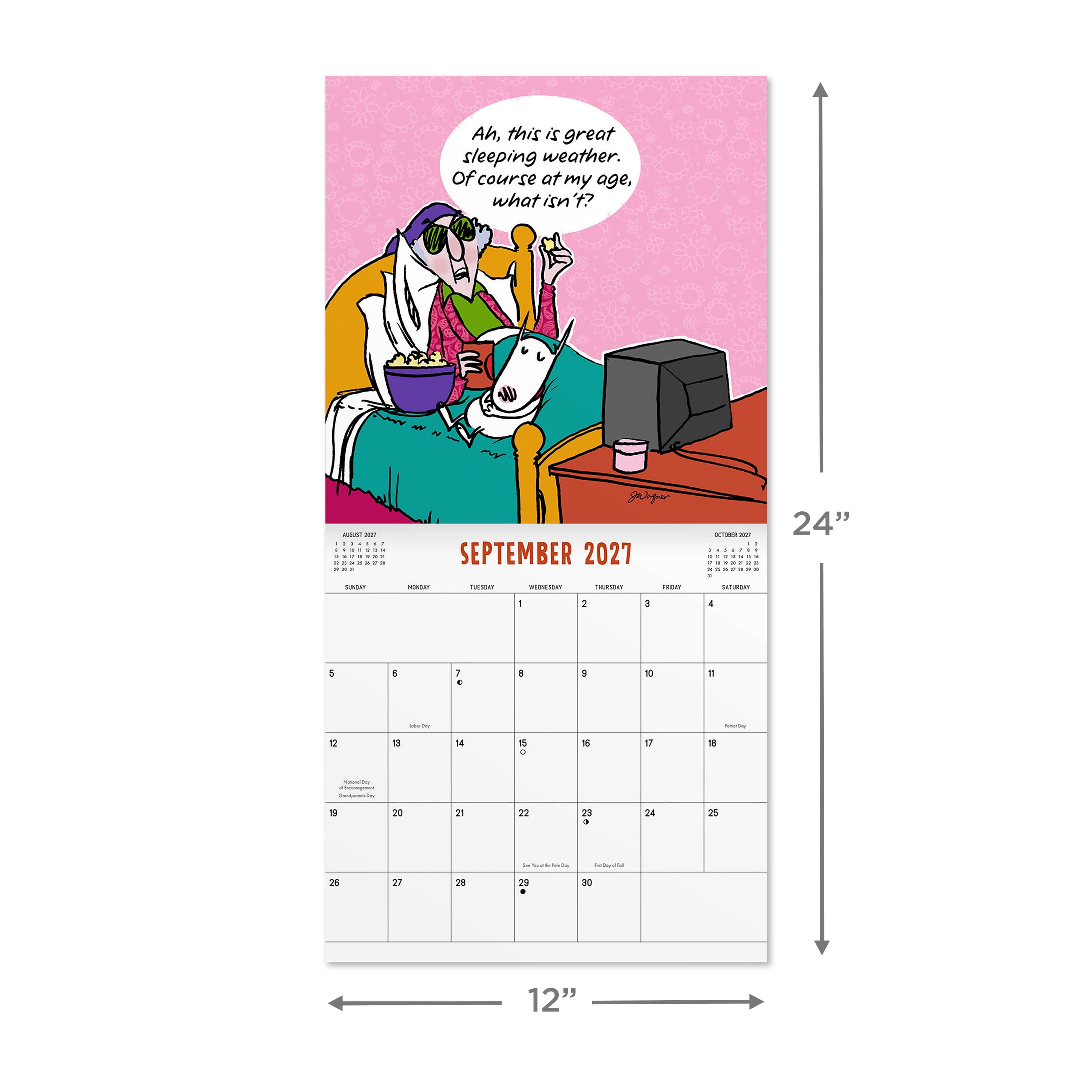 2027 Maxine Calendar 12x12 January-December Gridded
