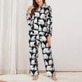 thumbnail image 2 of Fuzoiu Cute Cartoon Polar Bear Print Women's Long-Sleeved Pajama,Lounge Button Down Nightwear,Womens Notch Collar Pajama Set-XX-Large, 2 of 7