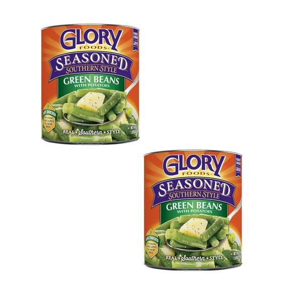 ( 2 Pack ) Glory Foods Seasoned Southern Style Green Beans With Potatoes, 27 oz., Can