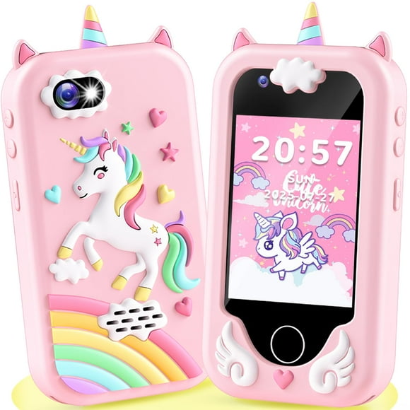Kids Smart Phone Toys for Girls - Christmas Birthday Gift for Kids Aged 3-10, Toddler Toys Cell Phone with Dual Camera, Music Player, Educational Learning Games with 32GB Memory Card, Pink