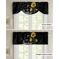 thumbnail image 5 of Tie Up Valance Curtain for Kitchen, Farm Yellow Sunflowers Bee on Black Rod Pocket Short Curtains Adjustable Tie-Up Shade Valances, Floral Leaves Window Treatment for Bathroom Living Room Bedroom, 5 of 7