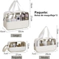 thumbnail image 2 of Neceseres de Maquillaje de Viaje, 3 Paquetes, Organizador Cosmético con Cremallera para Mujer, Resistente al Agua, para Brochas y Accesorios Digitales (Blanco), 2 of 4