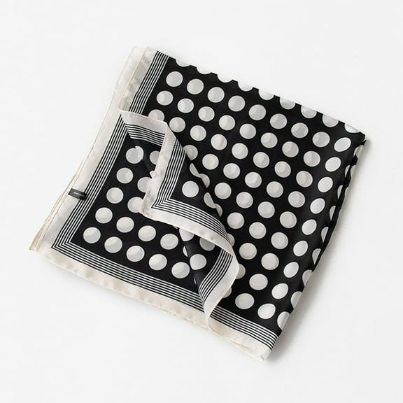 ERDOUY Fashion Small Neck Scarf Silk Feeling Head Scarves Satin Square Bandanas Mother Day Gift for Women 27.5*27.5inch (Black White)