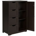 Yaheetech Standing Small Space Espresso Wooden Storage Unit with 4 Drawers & Cupboard