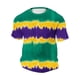 thumbnail image 2 of Ceisia Men's Mardi Gras Tie Dye Stripe T-shirt Loose Fit Short Sleeve Round Neck Casual Summer Festival Tee Tops Purple S Gifts, 2 of 5