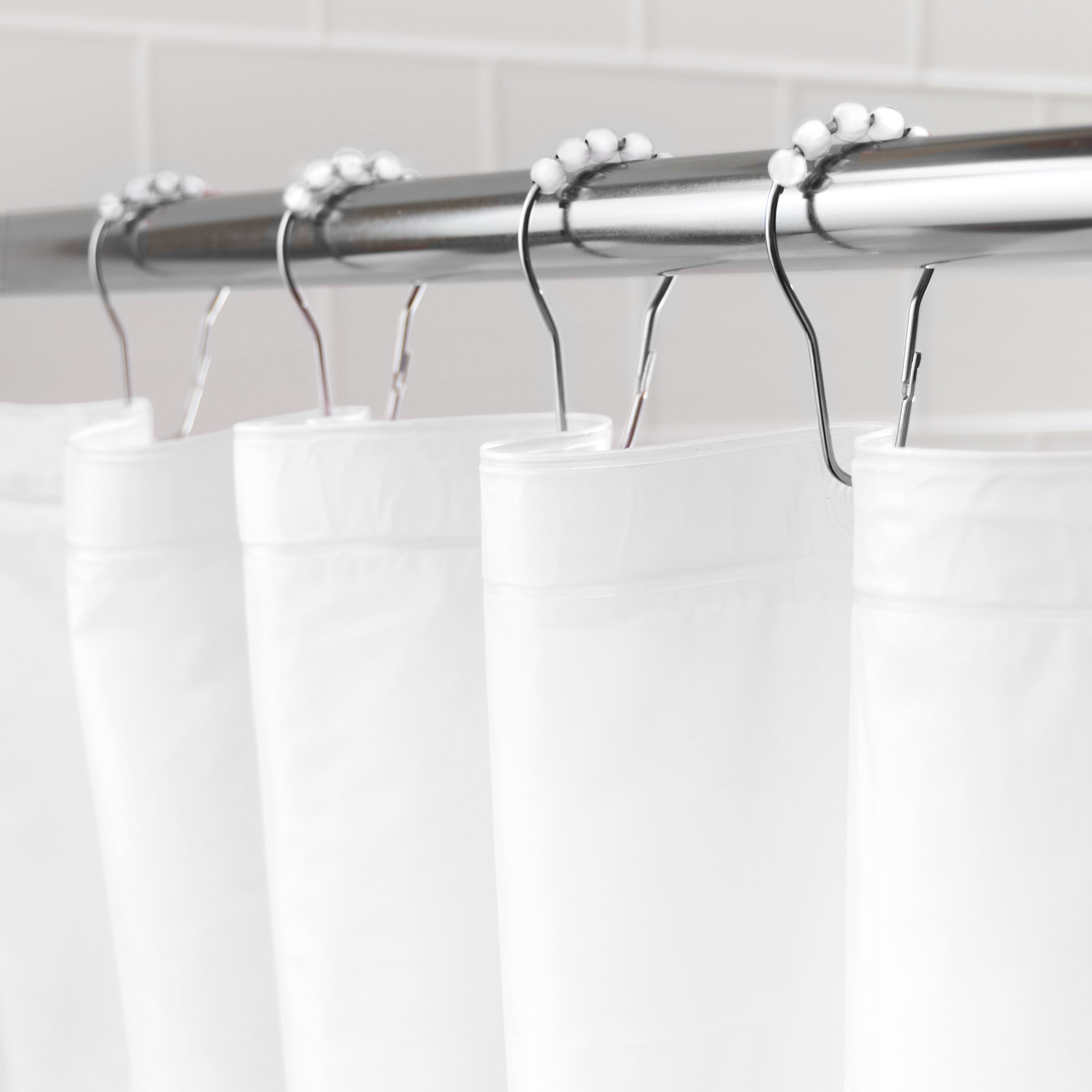 Kenney® Medium Weight PEVA Shower Curtain Liner and Beaded Roller Ring