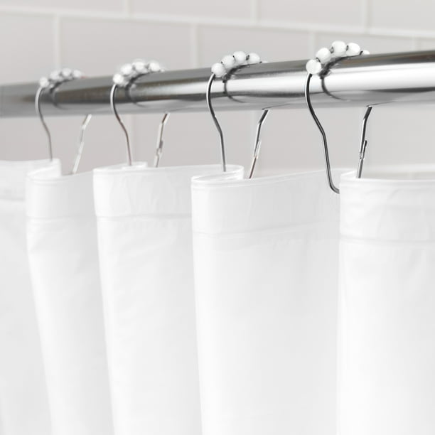 Kenney® Medium Weight PEVA Shower Curtain Liner and Beaded Roller Ring