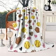 thumbnail image 2 of Colorful Softball and Fashion Icons Pattern Blanket,Comfortable Soft Lamb Wool Throw Blanket,All Season,Warm Lightweight Blankets for Sofa Bed Couch Living Room Chair,40"x50", 2 of 4