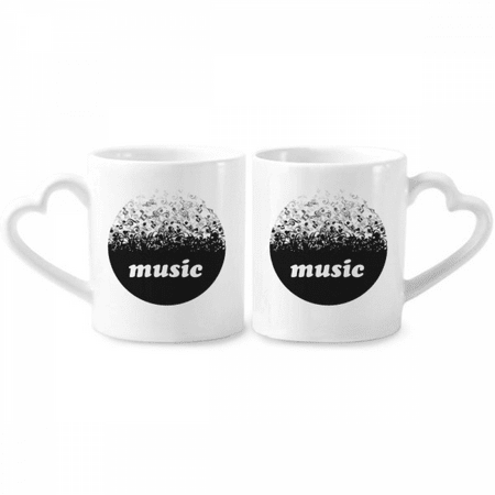 

Flappg White Music Notes Black Couple Mugs White Cerac Lover Cup Heart Handle 12oz