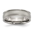 thumbnail image 1 of Titanium Ridged Edge 6mm Satin and Polished Band Ring 12.5 Size, 1 of 6