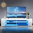thumbnail image 5 of Hommpa TV Stand for TVs up to 65" with Open Glass Shelves Remote LED Light White TV Stands Media Console Cabinet Entertainment Center with Side Bookshelf, 5 of 11