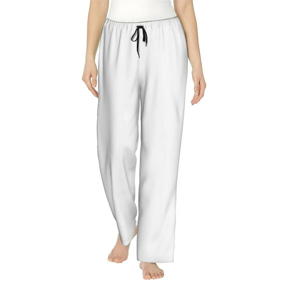 Gukieu White Print Women's Home Trousers, with Pockets and Drawstring Pajamas, Home Pajamas, Sleepwear-Small