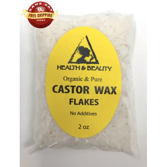 CASTOR WAX FLAKES ORGANIC VEGAN PASTILLES BEADS PREMIUM NATURAL 100% PURE 2 OZ