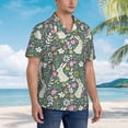 thumbnail image 3 of Fotbe Retro Bunny Floral Camisa Hawaiana para Hombre Unisex – Camisa Casual de Verano con Botones de Manga Corta de Algodón y Lino,XX-Large, 3 of 7