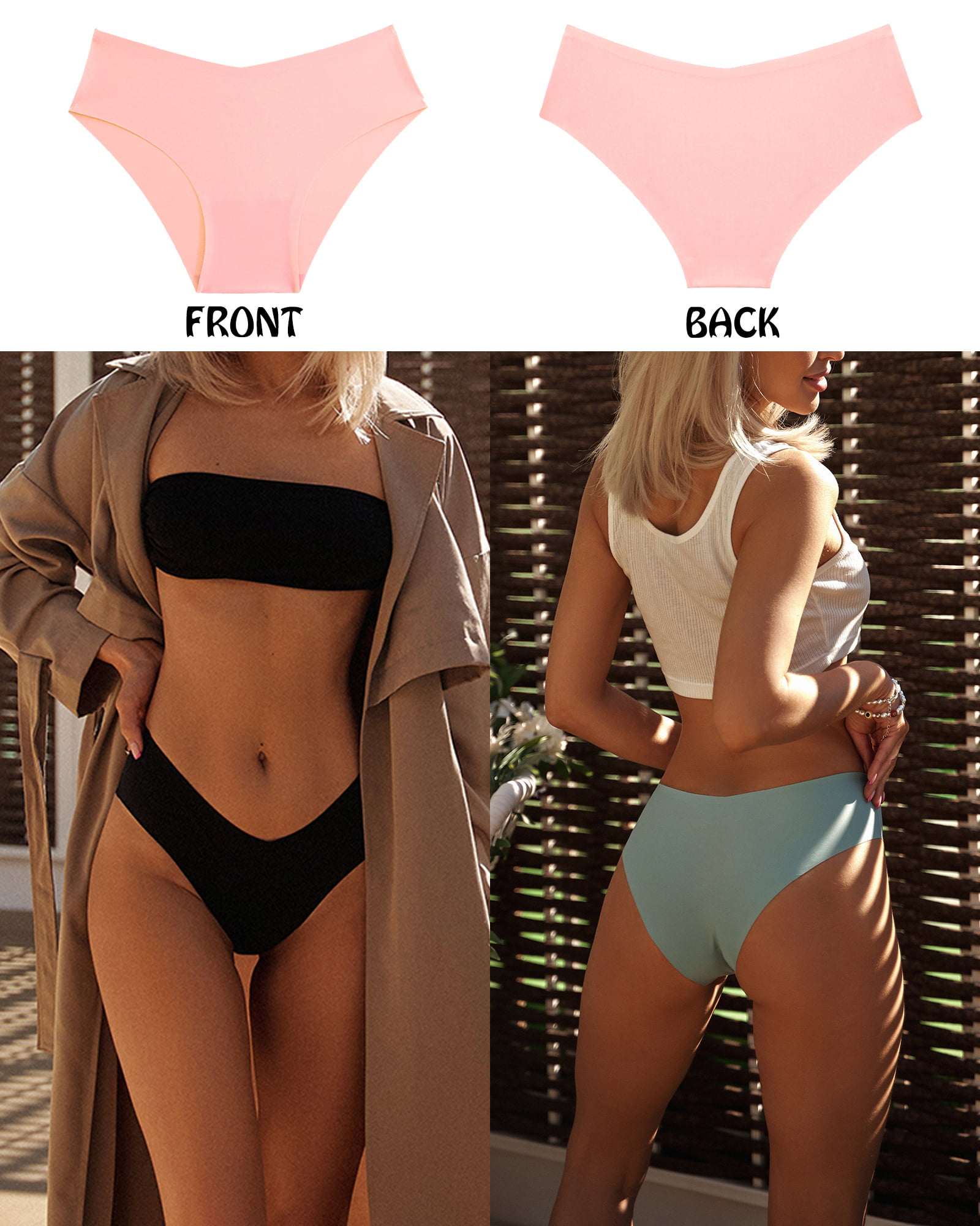 Women Seamless Hipster Underwear No Show Panties Invisibles Briefs Soft  Stretch Bikini Underwears Cute T-back for Girl 6866