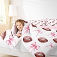 thumbnail image 4 of jejeloiu Pink Bowknot Twin Comforter Sets,Brown Rugby Football Bedding Set For Girls Teens Reversible 2-Piece, 4 of 8