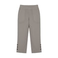 thumbnail image 5 of Cotton Linen Capri Pants for Women Cotton Linen Elastic Waisted Button Capris Elastic Waist Capris Light Weight Summer Casual, 5 of 7