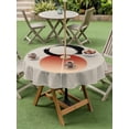 thumbnail image 4 of Outdoor Tablecloth with Umbrella Hole for Patio/Picnic/Party/Camping, Abstract Art Sun Waterproof Table Cloth Round Cover Washable, Modern Art Orange Round Rustic (Dia 54"), 4 of 8