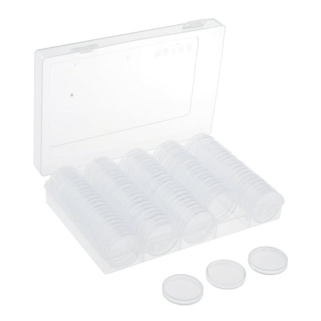 100x Cápsulas De Monedas De Plástico Cajas De Almacenamiento De Monedas Contenedor Vitrina 27mm Sunnimix Caja contenedor de almacenamiento de monedas