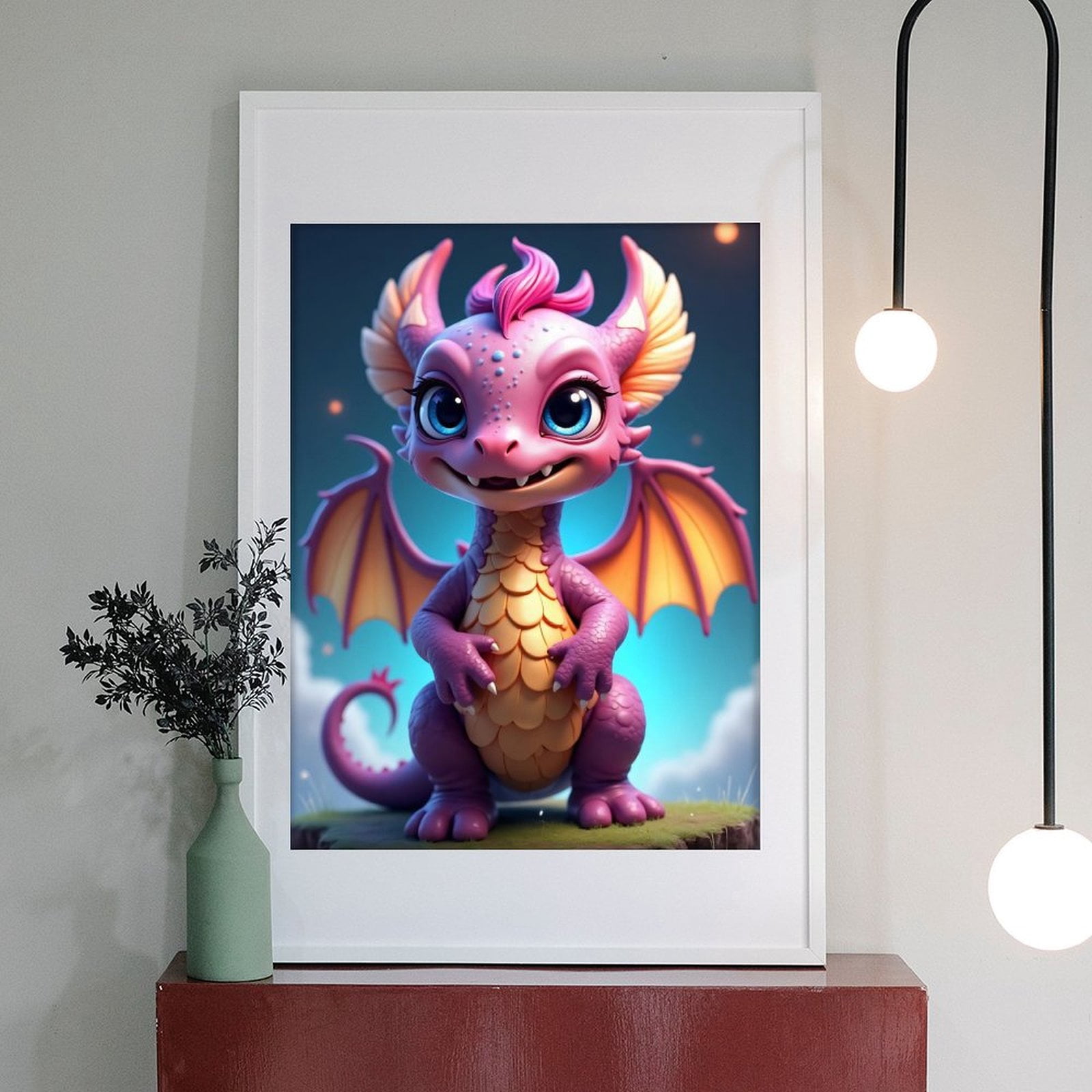 Diamond Art Kits for Adults - Cute Dragon Purple Print No.68 5D Frameless Dimond Painting Kit for Adults Beginner, Round Diamond Kits for Home Wall Decor, Gift for Women