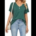 thumbnail image 2 of Blusas de Verano para Mujer, Camisas de Corta, Conjuntos Casuales de Negocios, Ropa de Moda para Vacaciones en la Playa 2025, Verde Tinta, Talla S, 2 of 6