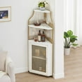 thumbnail image 4 of Towallmark 61 Inch Corner Bar Cabinet, Industrial Liquor Cabinet with Adjustable Shelves, Freestanding Wine Rack with Mesh Door Glass Holder, for Kitchen, 4 of 7