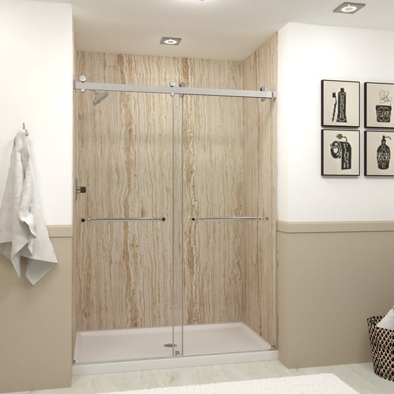 Transolid Bypt608010l-N 80" High X 60" Wide Bypass Frameless Shower Door - Chrome