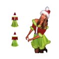 thumbnail image 5 of Women Christmas Santa Dress Deluxe Mrs. Claus Costume Off Shoulder Velvet Dress Santa Hat Set Cosplay Outfits, 5 of 6