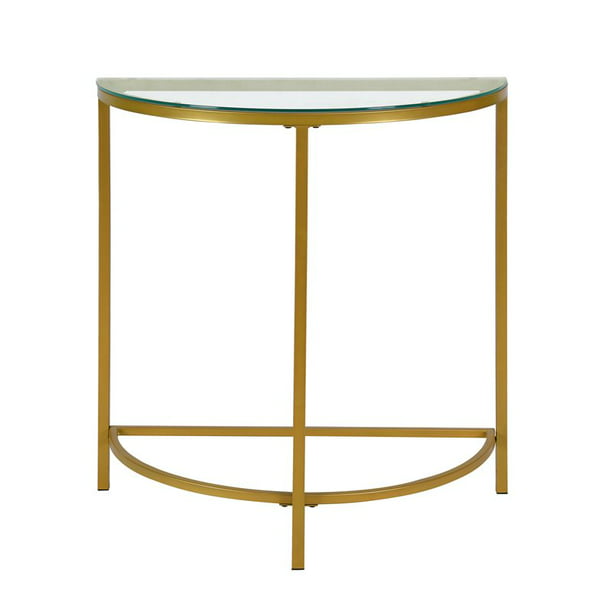 Table Fenice Half Round Console Gold, Half Round Glass Entryway Table