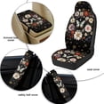 thumbnail image 6 of Xixirimido Leather Seat Cover Front Seats Only, Universal Fit Auto Front Seat Covers for Sedan Van SUV Truck 5 Pcs Set with Seatbelt Covers & Center Console Cover, Butterfly Daisy Flowers Moon, 6 of 8