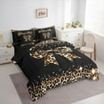 thumbnail image 3 of Homewish Cartoon Leopard Print Bowknot Bedding Comforter Set 7-Piece for Female Men Adults,Animal Cheetah Print King Bedding Sets,Dreamy Princess Ultra Soft Bed Sheets,Breathable Home Decor, 3 of 8
