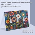thumbnail image 3 of Yayeee Toggle Light Switch Wall Plate 2-Gang 4.56"x4.48" Decorative Outlet Cover, Blue Colorful Flowers, 3 of 7