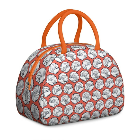 Insulated Lunch Bag Women, Reusable Vintage Seashells Tote Lunch Box, Leakproof Cooler Lunch Bags for Work Office Travel Picnic