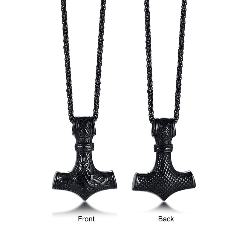 Vnox Viking Thor's Hammer Necklace, Stainless Steel Norse Viking