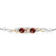 thumbnail image 2 of 925 Sterling Silver and 10K Yellow Gold Peach Morganite Red Garnet and White Lab Grown Diamond Tennis Bracelet for Women (2.42 Cttw, Gemstone October Birthstone, Fully Adjustable up to 9 inch), 2 of 4