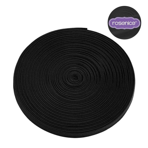 HEMOTON ROSENICE 10m x 6mm Flat Elastic Band DIY Stretch Knitting Band Sewing Elastic Spool Cord Elastic Band for Underpants Sleeves  (Black)