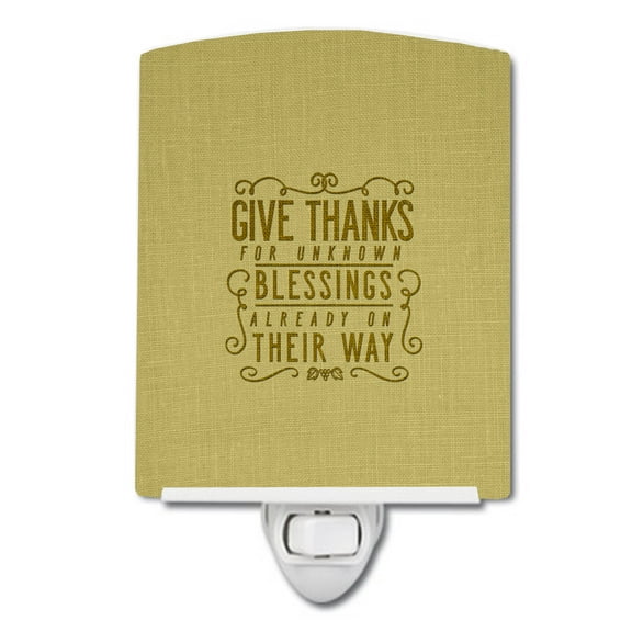 Caroline's Treasures BB5457CNL Give Thanks Blessings Ceramic Night Light, 6x4x3", multicolor