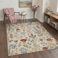 thumbnail image 3 of 2x7 Area Rugs Machine Washable Low Pile Runner with Non Slip Backing for Hallway, Laundry Room, Bedroom, Bathroom, Indoor Floor Mat Featuring Wild Flora Print Pattern in Oatmeal Beige, 3 of 4