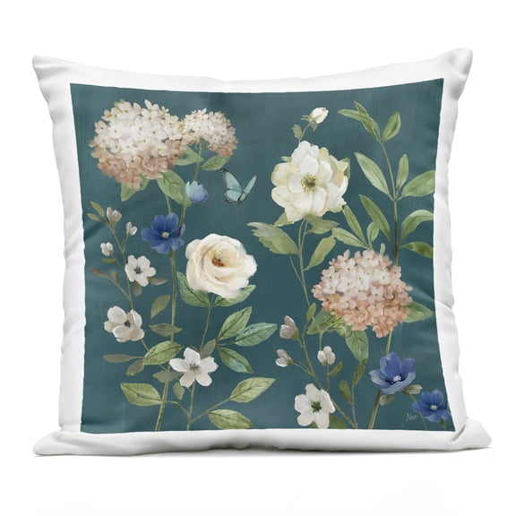 Stupell Industries Bright Garden Blooms on Green Design by Nan Outdoor Printed Pillow