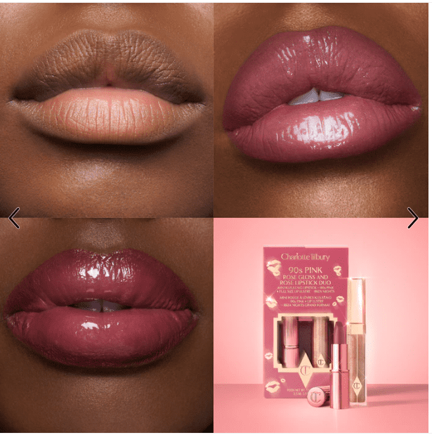 Charlotte Tilbury 90s Pink Rose Gloss and Lipstick Duo - Mini KISSING Lipstick + Full Size Lip Lustre