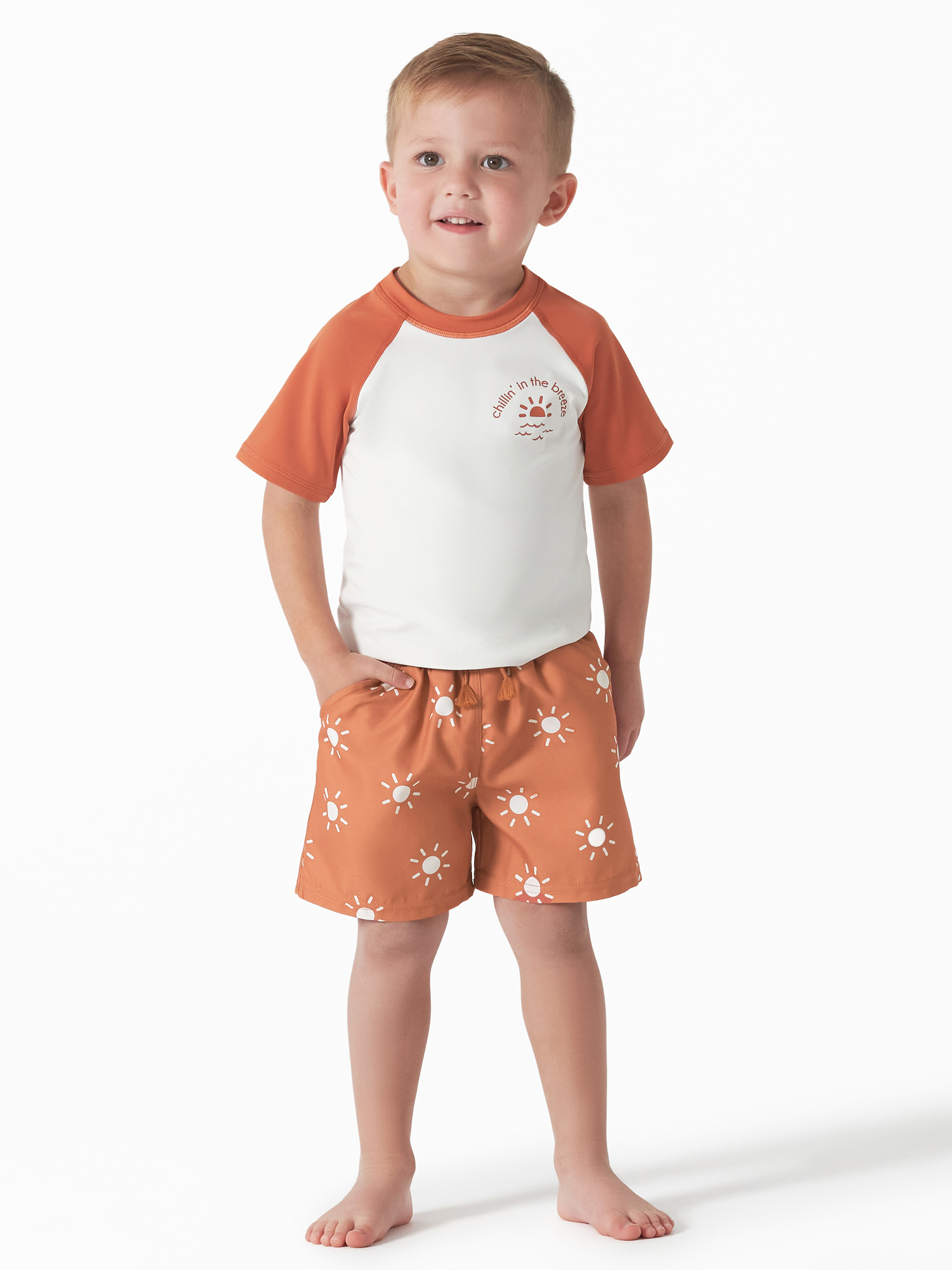 Modern Moments By Gerber Baby and Toddler Boy Rashguard and Swim Trunks Set, 12M-5T - image 2 of 12