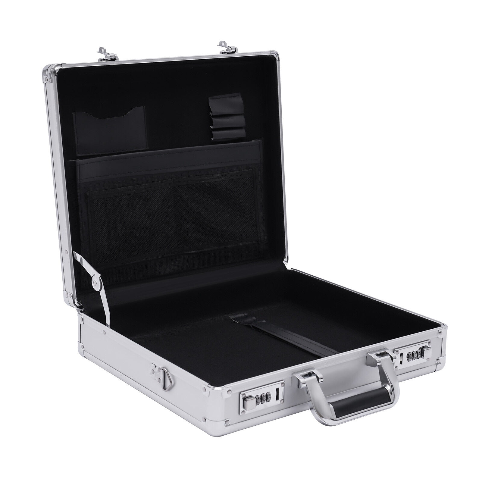Silver Aluminum Flight Case Hard Men Locking Briefcase Safety Toolbox Office