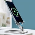 thumbnail image 2 of Aluminium Alloy Cell Phone Stand Adjustable Phone Tablet Bracket for Watching Videos Learning Lightweight Foldable Silver, 2 of 4