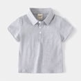 thumbnail image 4 of TOWED22 Toddler Baby Boy Polo Shirt Kids Short Striped Sleeve School Uniform Shirts(Grey,18-24 M), 4 of 4