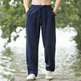 thumbnail image 2 of Men's Casual Pants Lightweight Breathable Elastic Waist Comfortable Summer Trousers for Yoga Beach Walking Outdoor Activities Mens Beach Pants Trousers Vacation Cargo Pants, 2 of 7