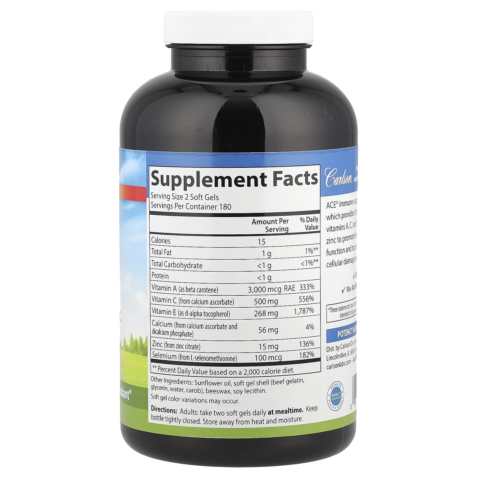 Carlson Laboratories Aces + Zn Antioxidants 360 Softgel