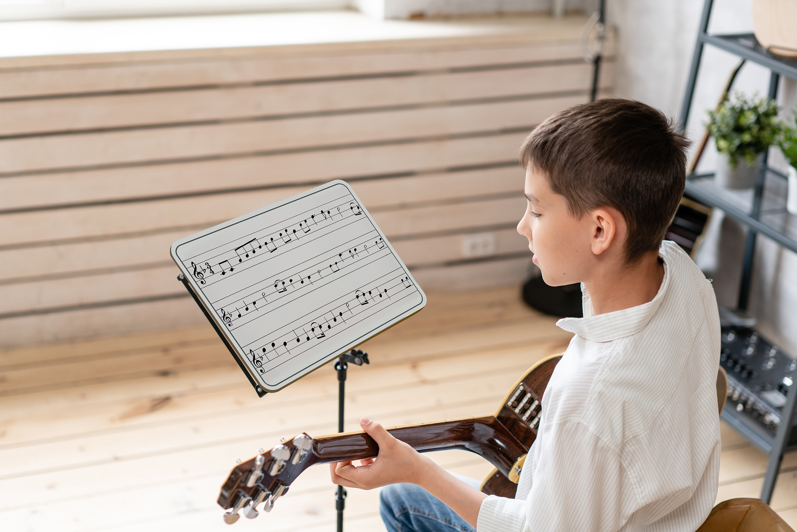 Scribbledo 10 Pack Dry Erase Music Staff Lap White Boards 9"X12" l Write Musical Notes and More (Double Sided Whiteboards) Includes 10 Erasers