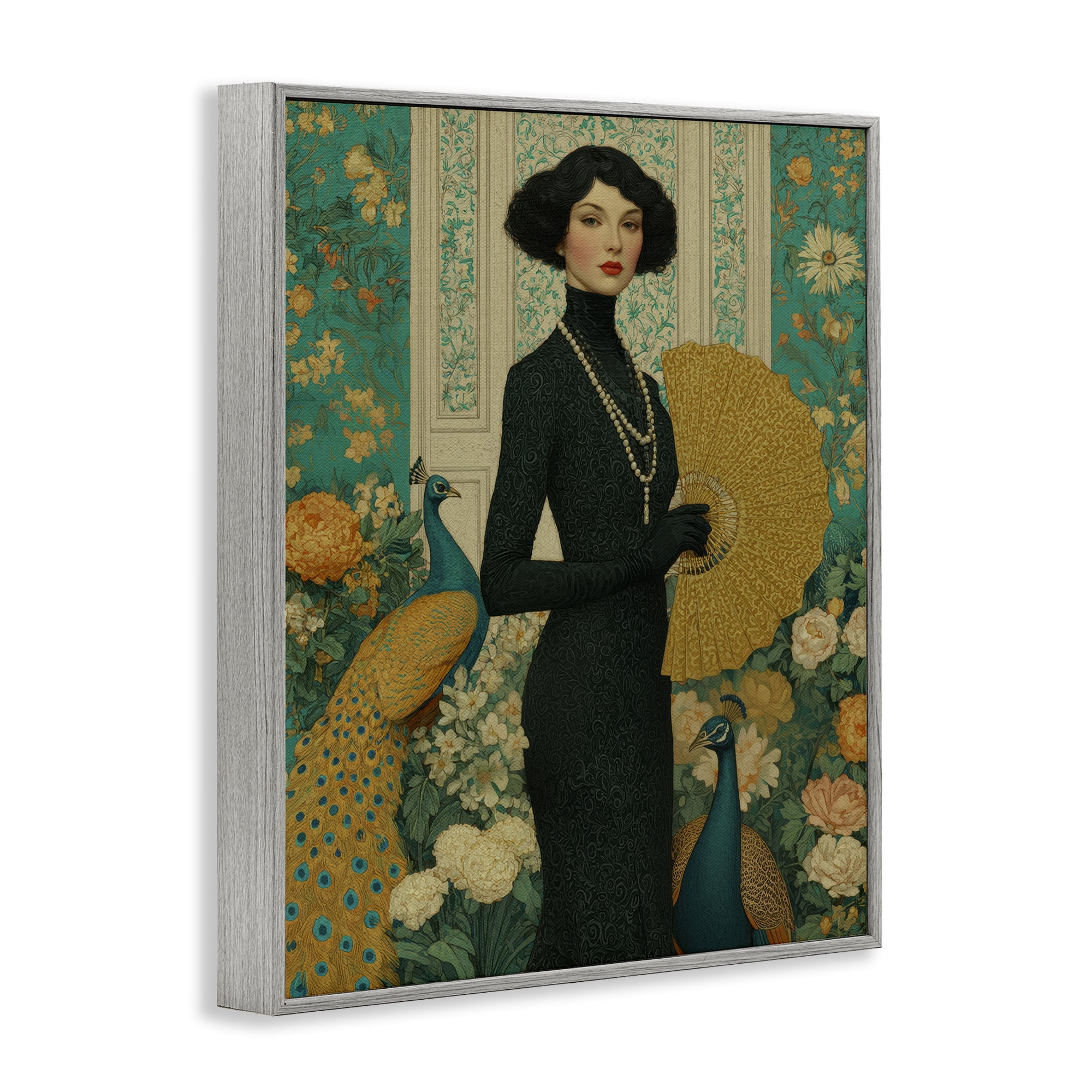 Stupell Industries Floral Velvet Reign Gray Framed Giclee Art, design by A Barefoot Stylist