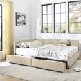 thumbnail image 2 of Queen Upholstered Daybed with Storage, Mid-Century Modern Velvet Sofa Bed Frame, Tufted Backrest and Armrests, for Bedroom or Living Room, Beige, 2 of 8